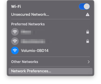 Join the Volumio Wi-Fi Network