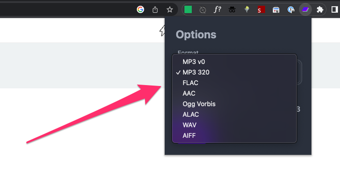 Open the Batchcamp extension and select a format