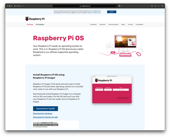 Download the official Raspberry Pi imager software