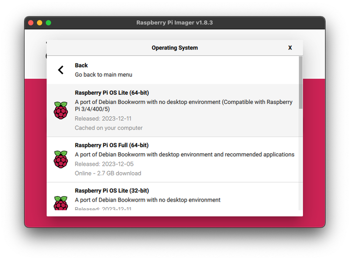 Select an Operating System for your Raspberry Pi